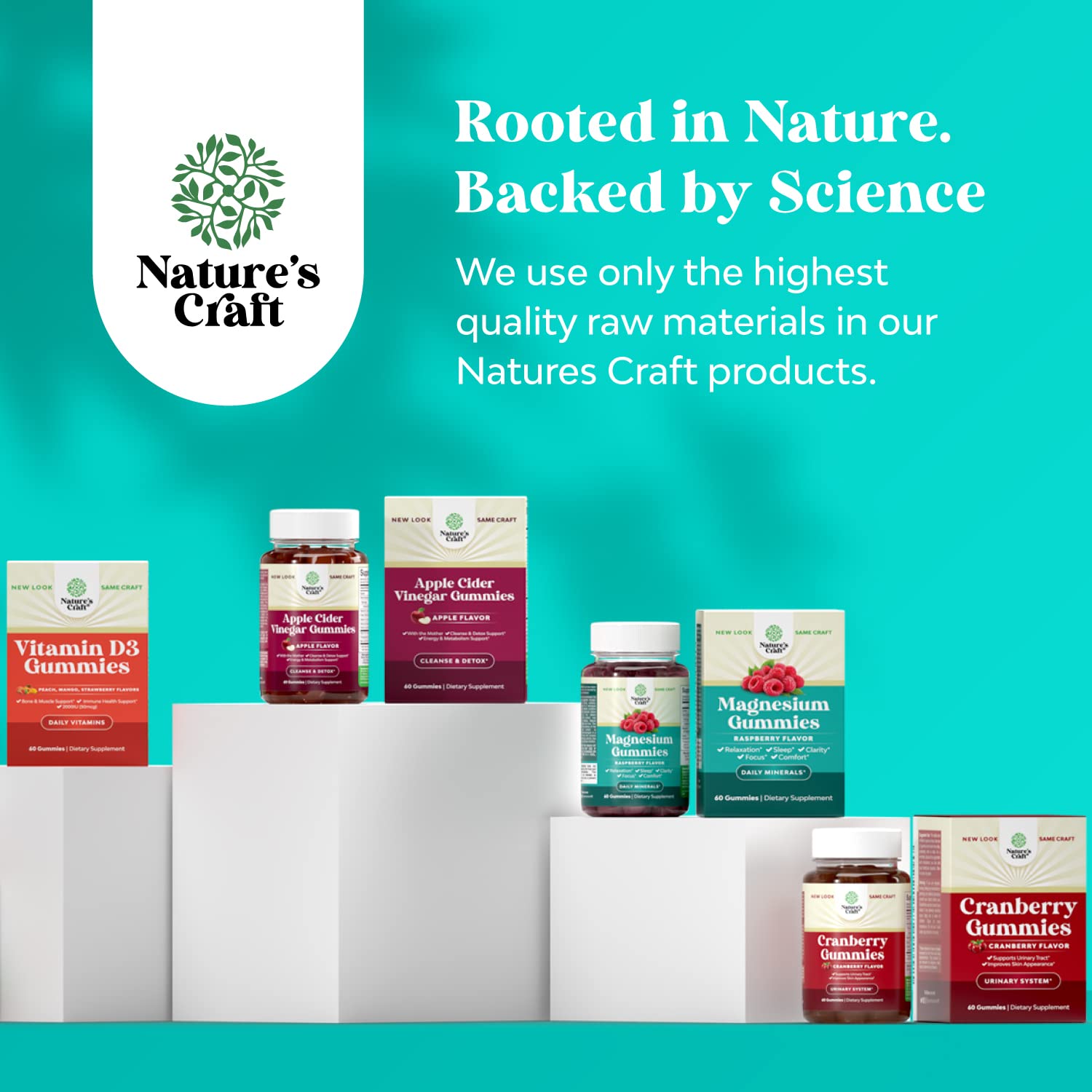 Natures Craft Magnesium Citrate Gummies with fresh herbs for presentation