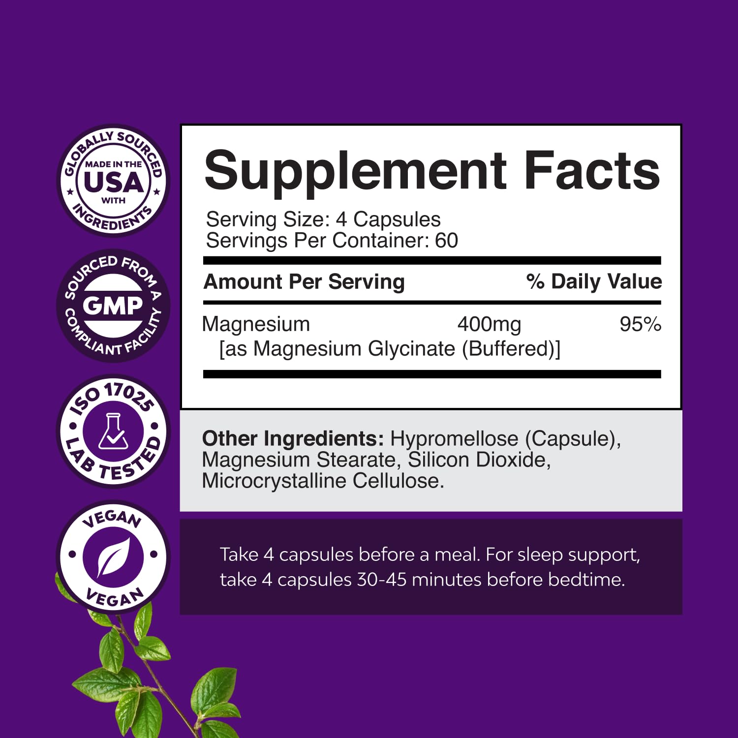 Natures Craft Magnesium Glycinate 400mg capsules opened bottle