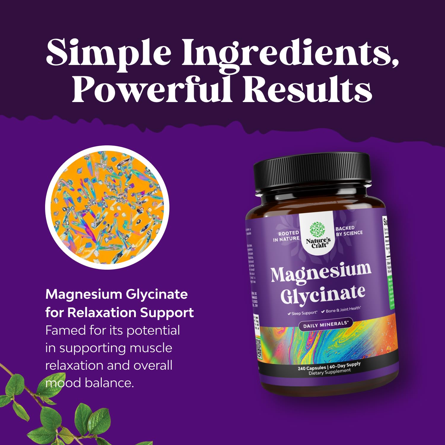 Natures Craft Magnesium Glycinate 400mg capsules with packaging