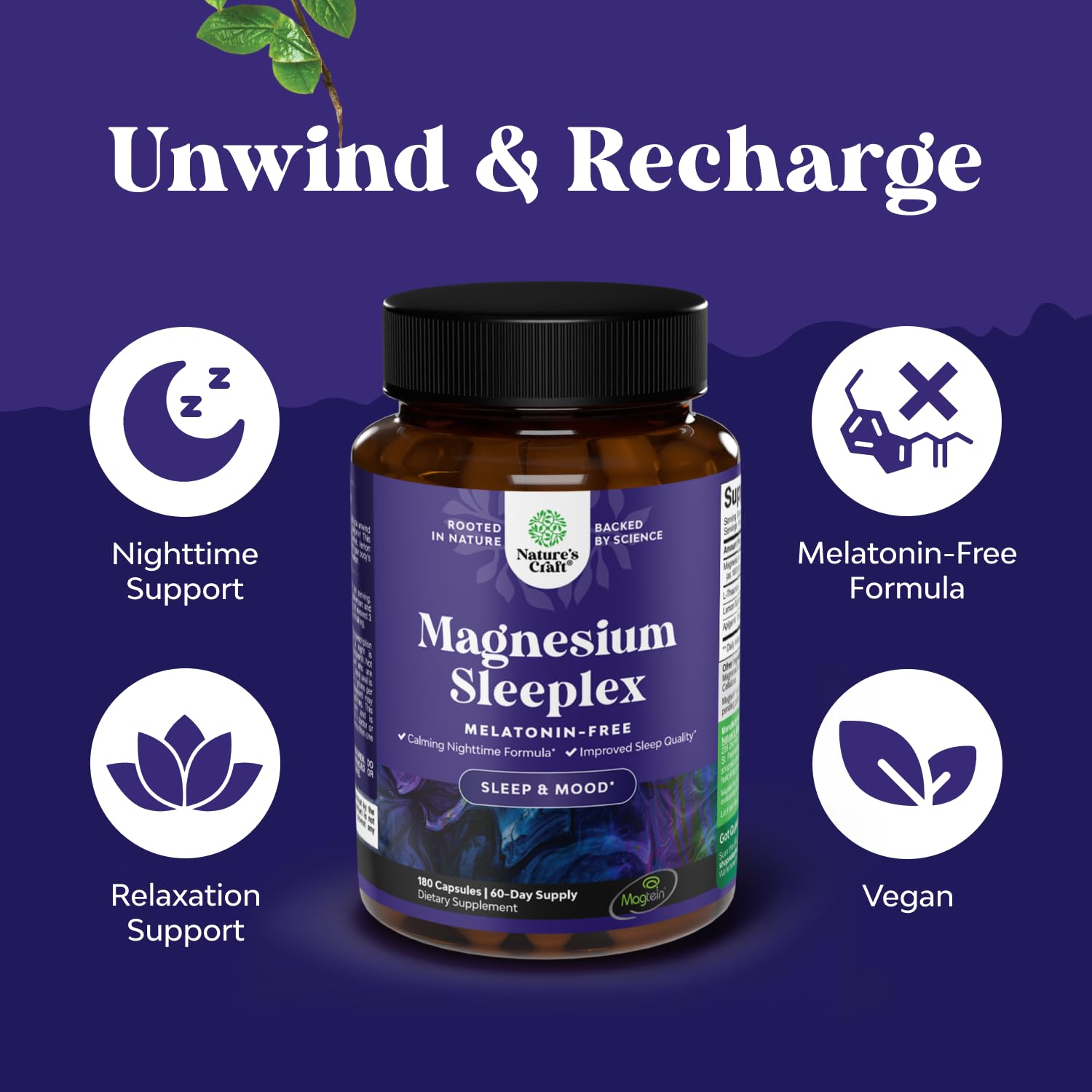 Natures Craft Magnesium L Threonate capsules in a hand