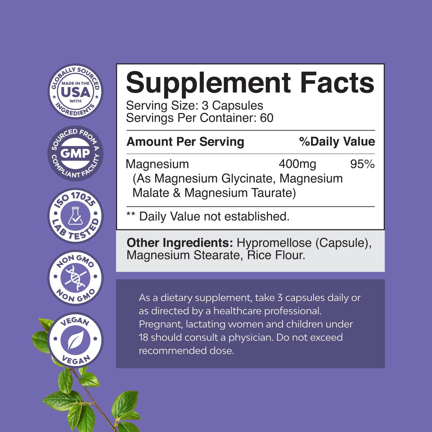 Natures Craft Magnesium Sleep Supplement 240g back view