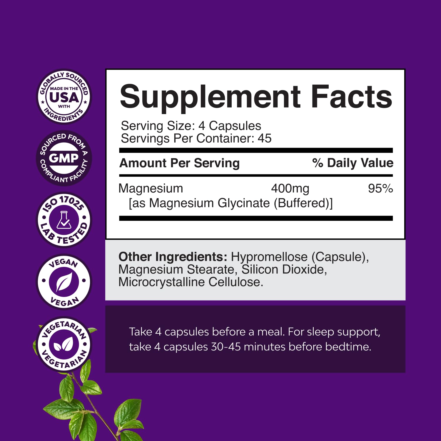 Natures Craft Magnesium Supplement 400mg capsules bottle with label