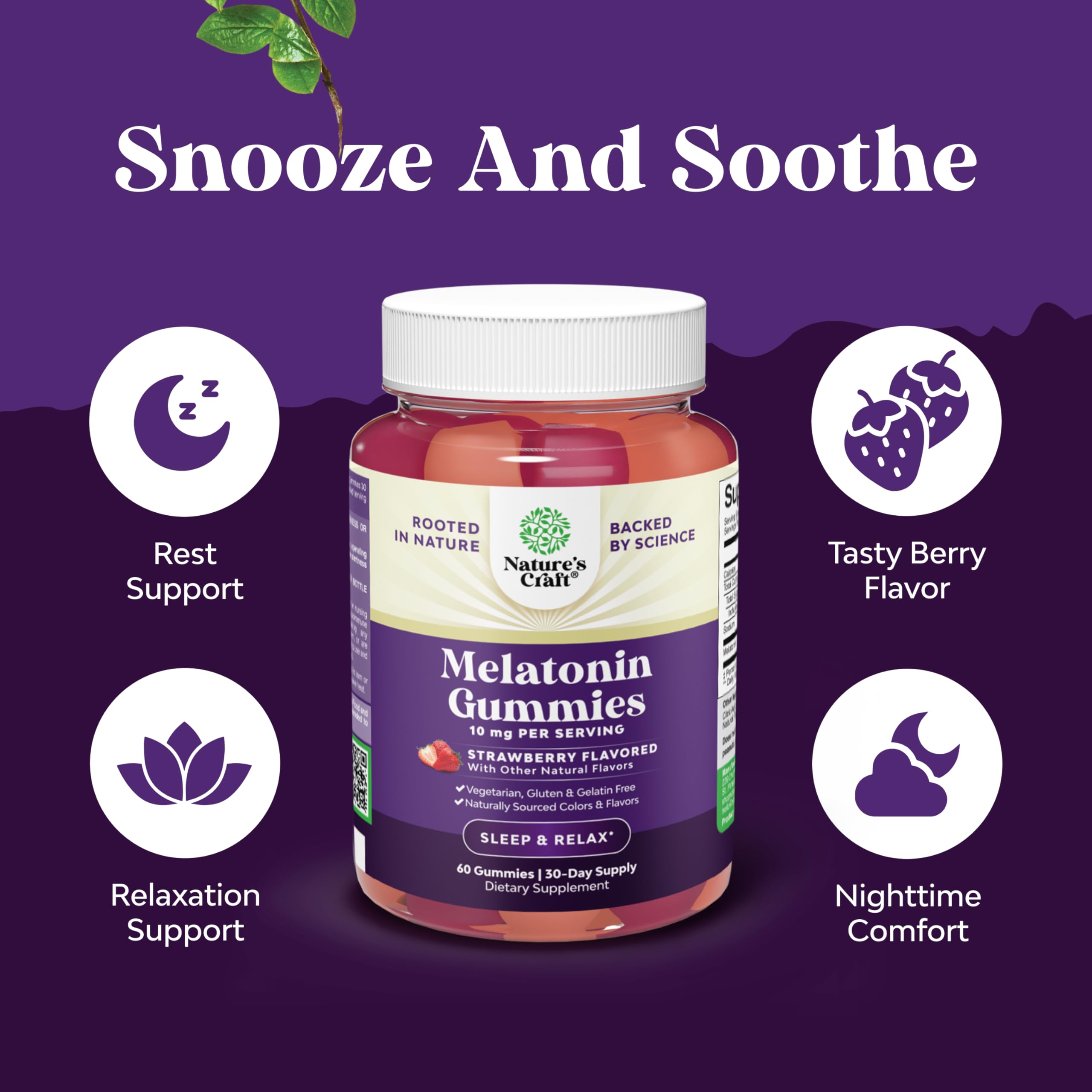 Natures Craft Melatonin Gummies 10mg in a bowl