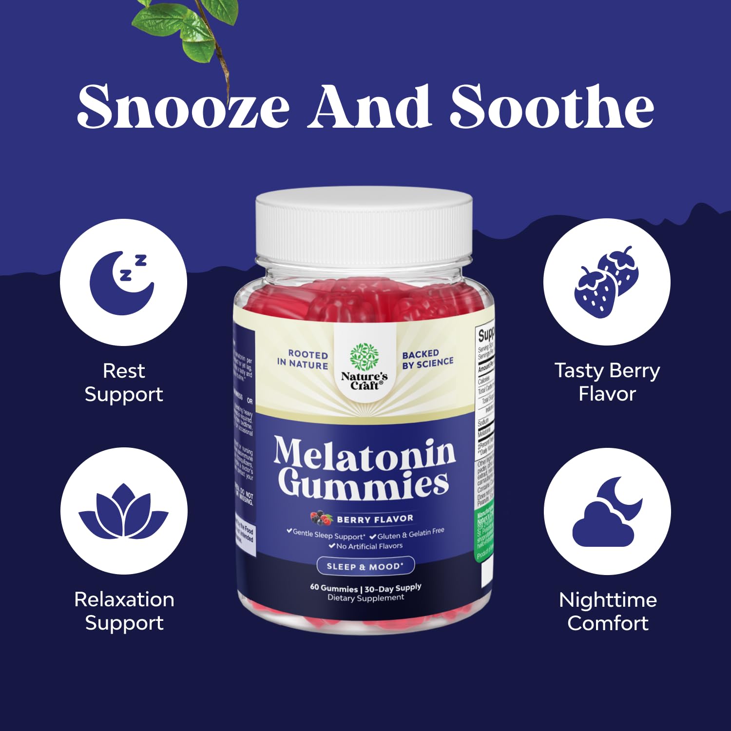 Natures Craft Melatonin Gummies 5mg close-up of gummies