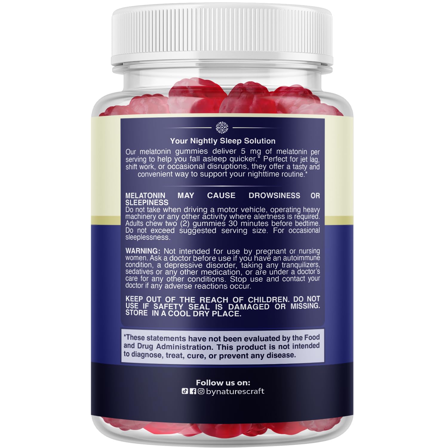 Natures Craft Melatonin Gummies 5mg lifestyle scene on bedside table