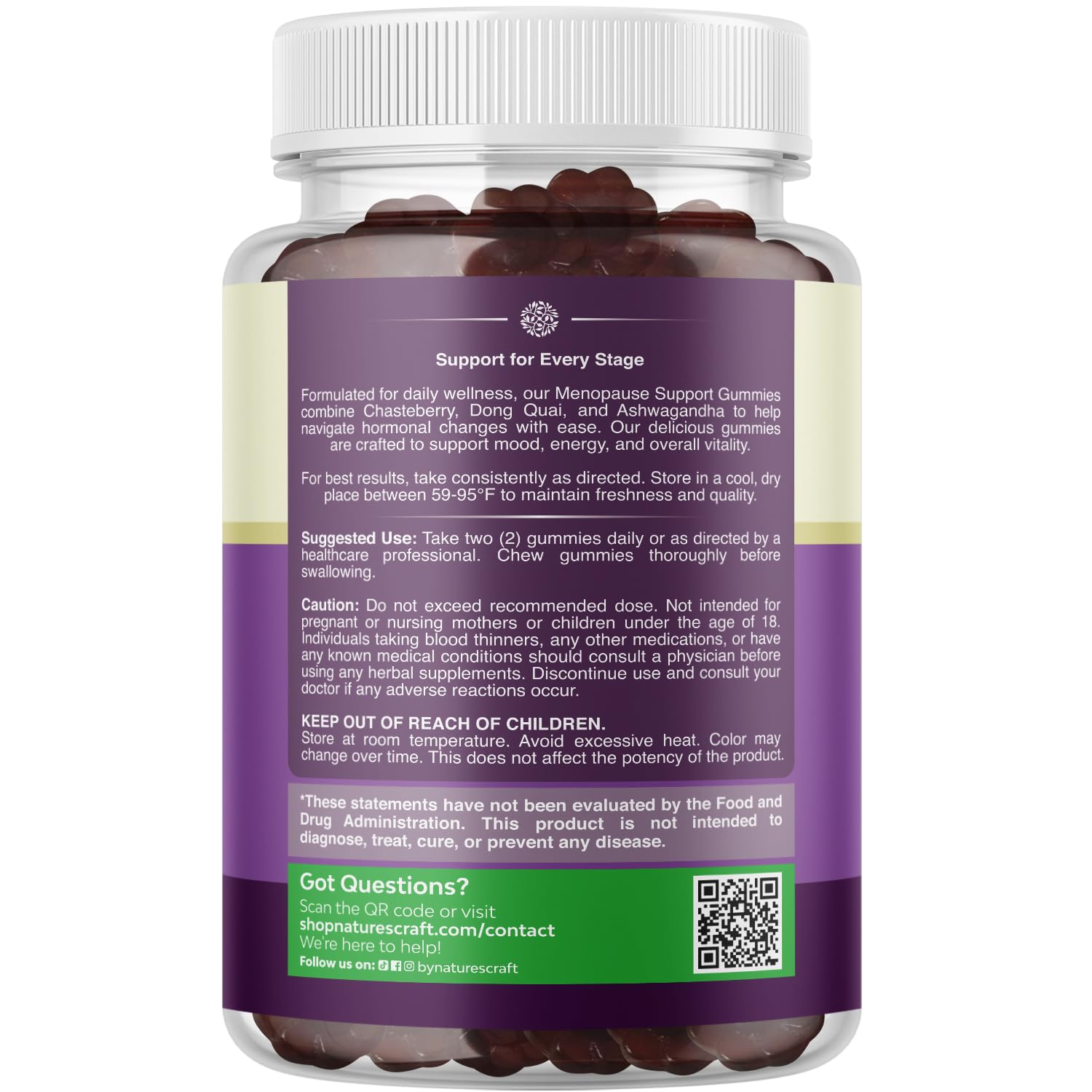 Natures Craft Menopause Ease Gummies packaging side view