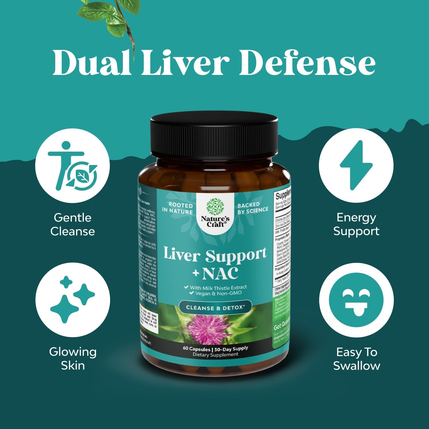 Natures Craft Milk Thistle Liver Health Supplement bottle side view