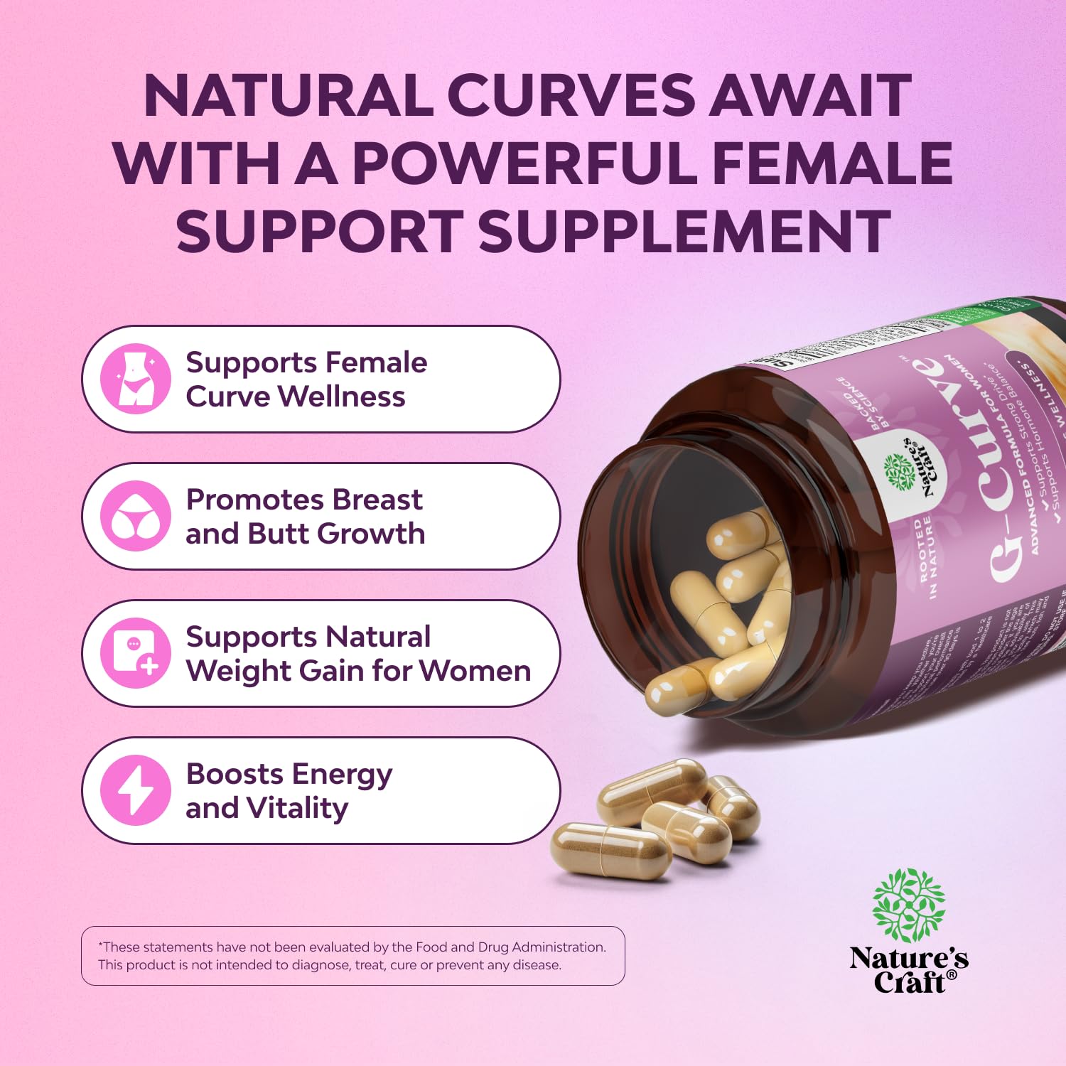 Natures Craft Muira Puama Capsules lifestyle shot on a wooden table
