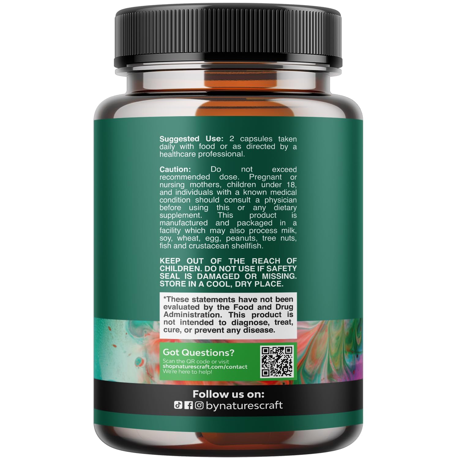 Natures Craft Multi-Enzymes Supplement bottle side view
