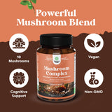 Natures Craft Mushroom Supplement 10X Blend capsules on a table