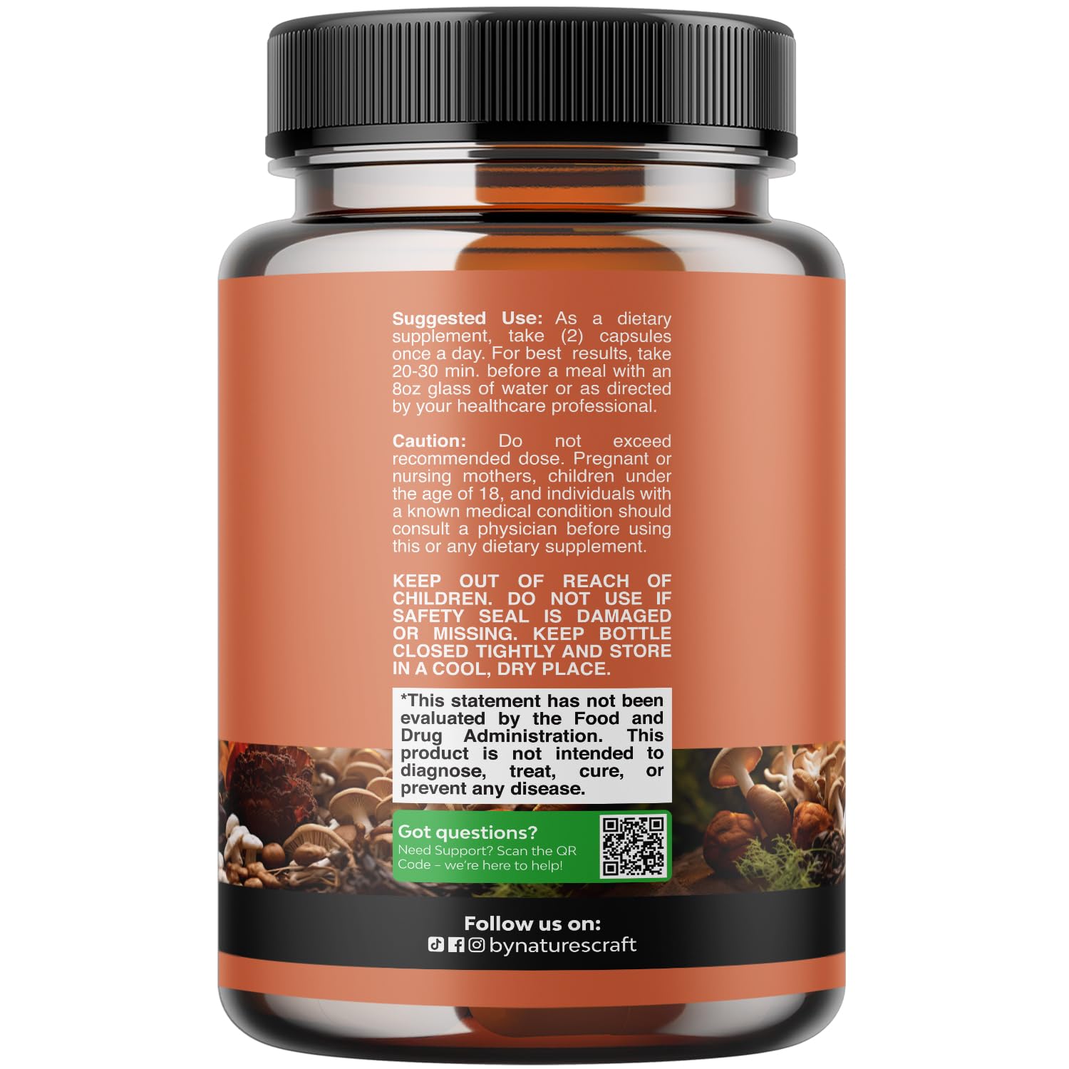 Natures Craft Mushroom Supplement 10X Blend side view