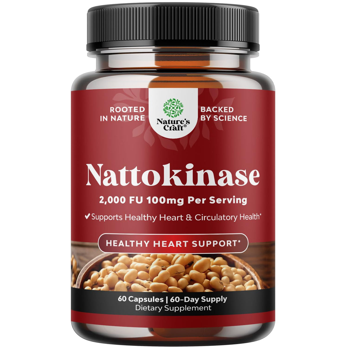 Natures Craft Nattokinase Capsules 100mg front view