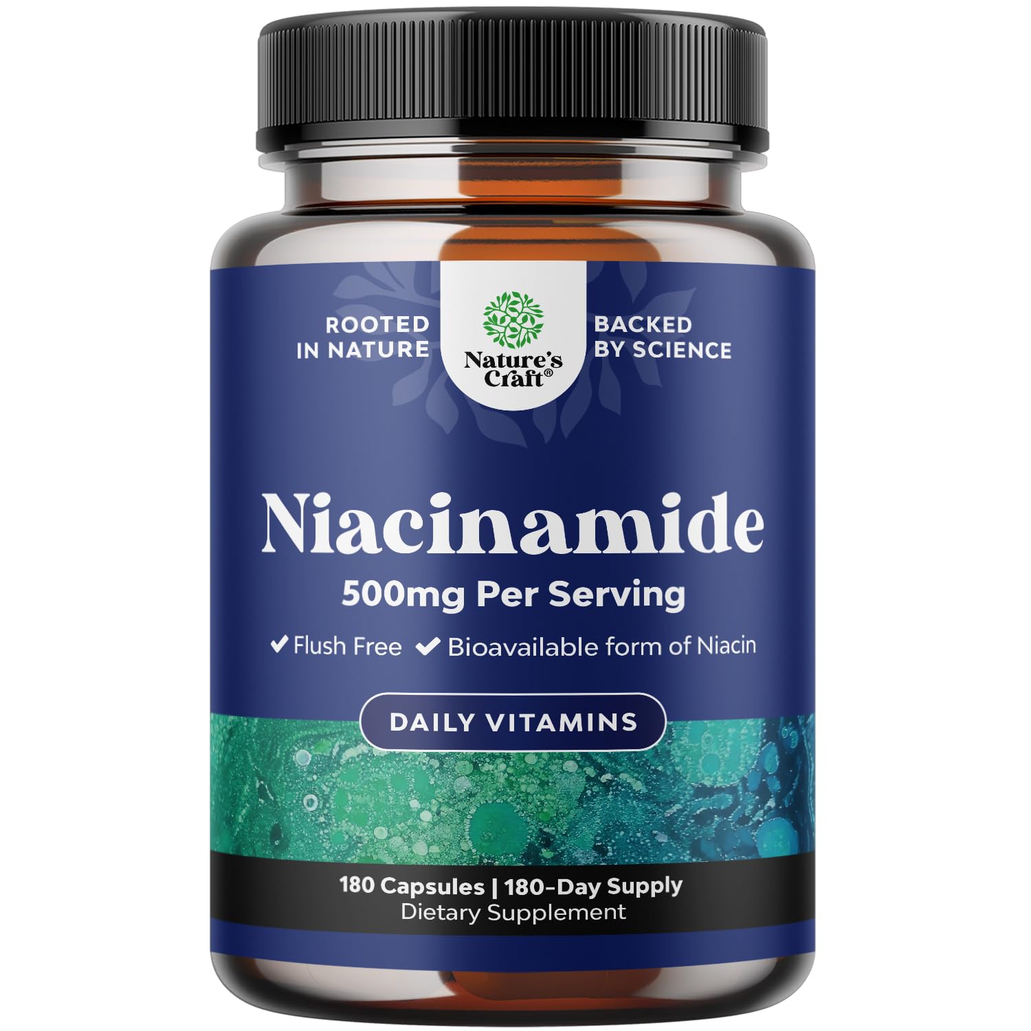Natures Craft Niacinamide 500mg capsules front view