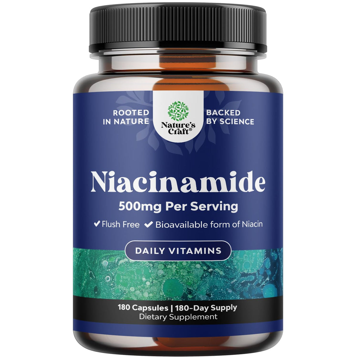 Natures Craft Niacinamide 500mg capsules front view