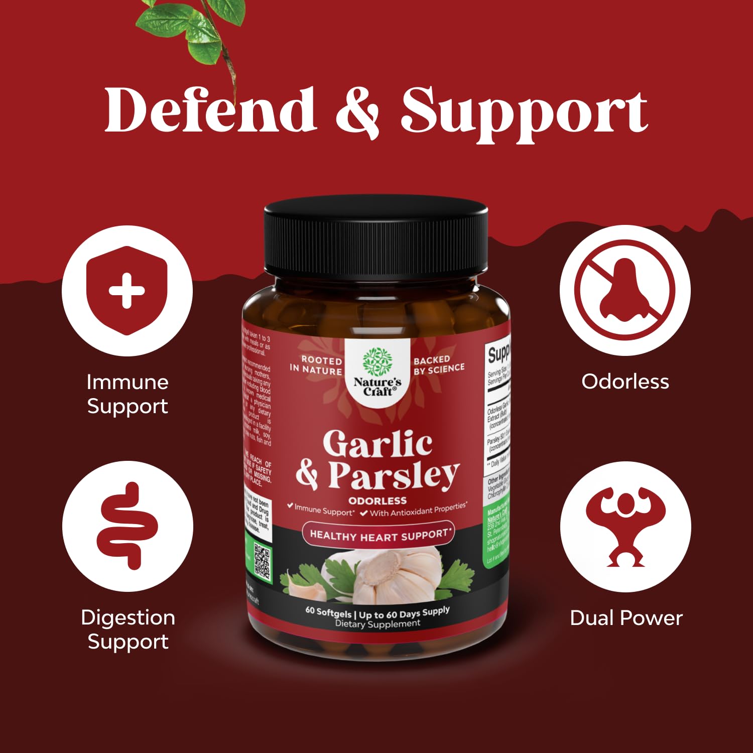 Natures Craft Odourless Garlic & Parsley Softgels close-up of softgel