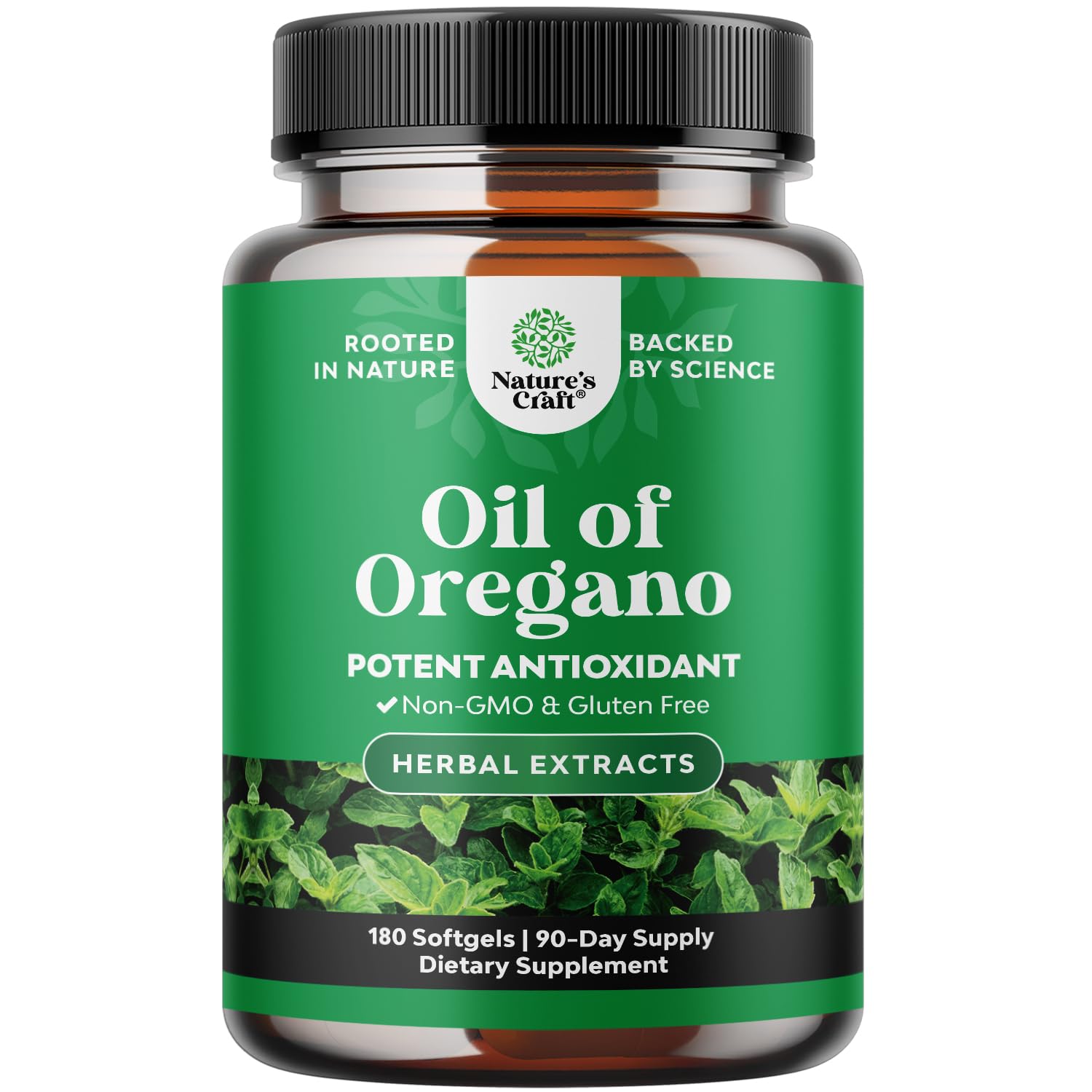 Natures Craft Oil of Oregano Softgels front view with packaging