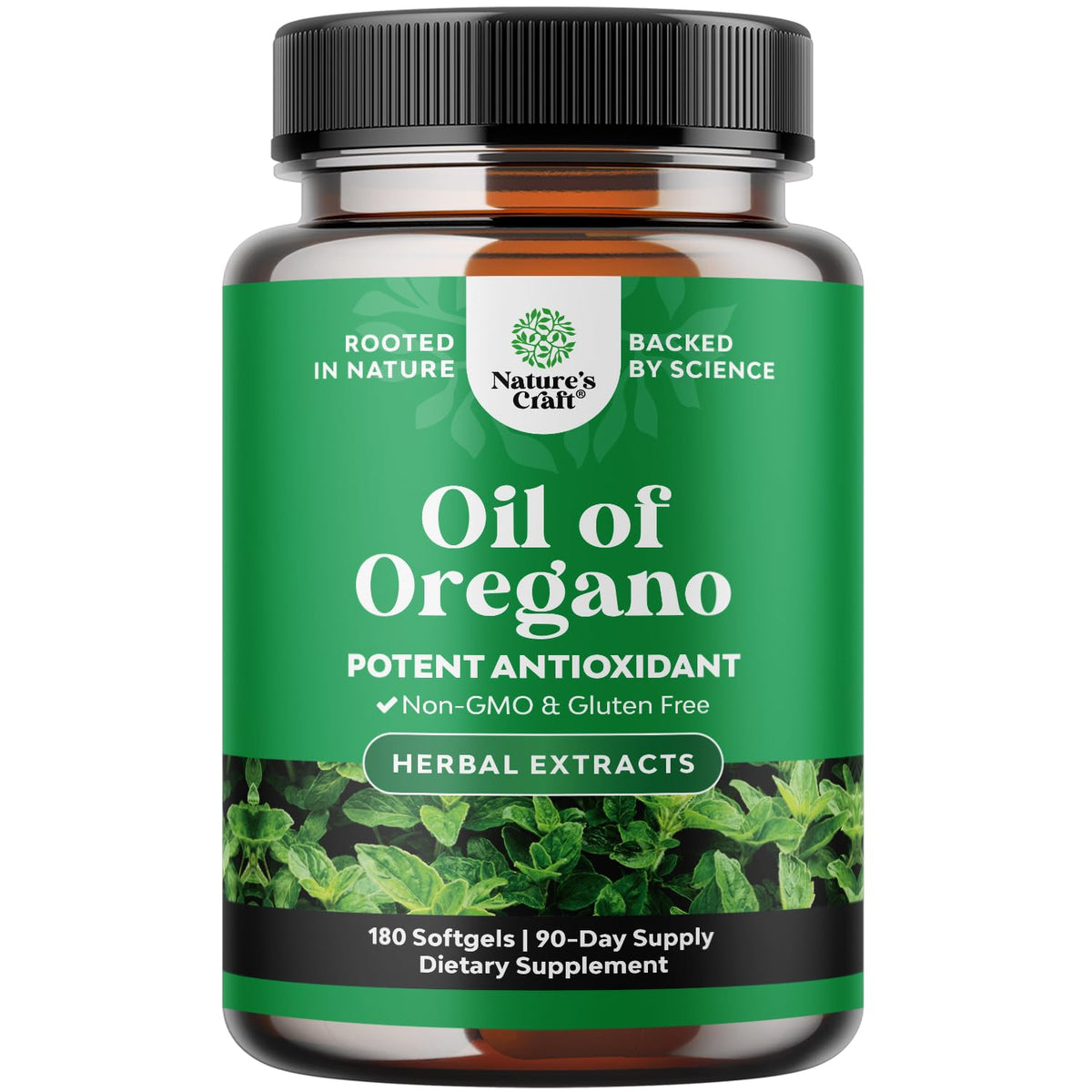 Natures Craft Oil of Oregano Softgels front view with packaging