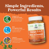 Natures Craft Omega-3 DHA gummy vitamins on a wooden table