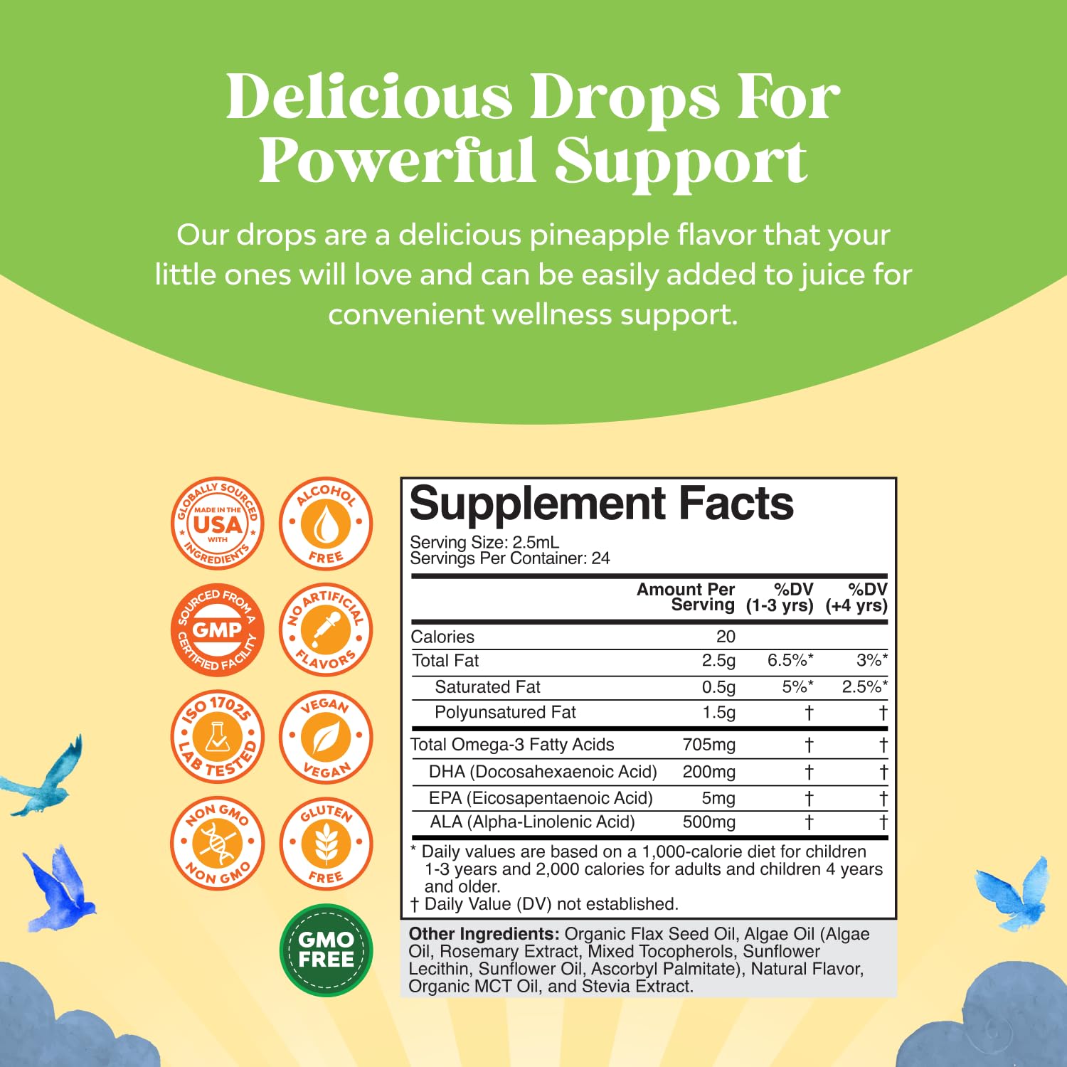 Natures Craft Omega-3 DHA Liquid Drops for Kids 86g with dosage dropper