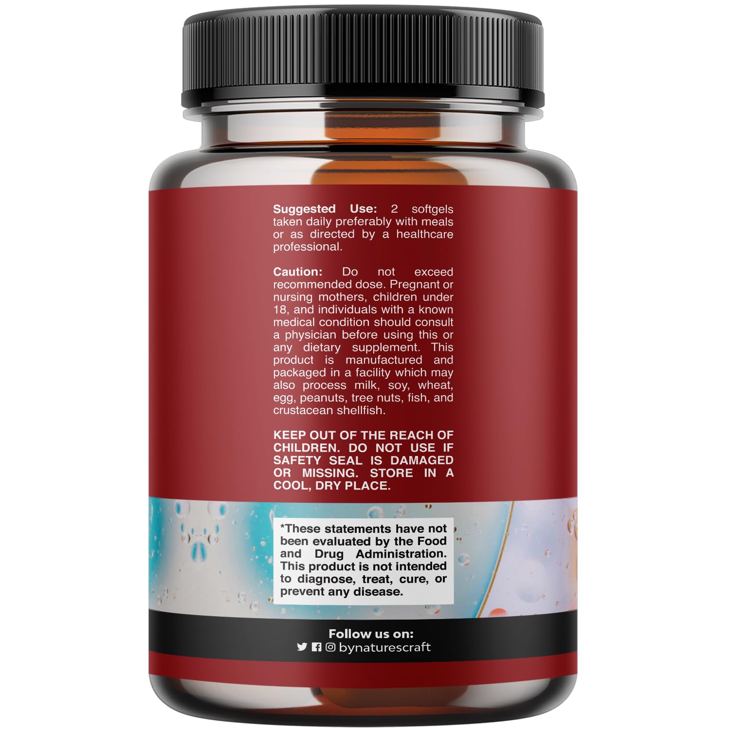 Natures Craft Omega-3 Fish Oil Supplement 100g softgel side view