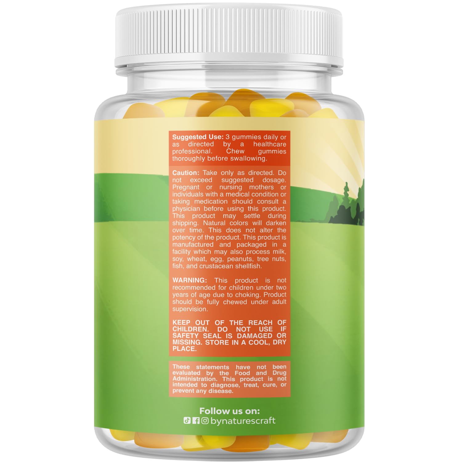 Natures Craft Omega 3 Gummies for Kids side view with gummies