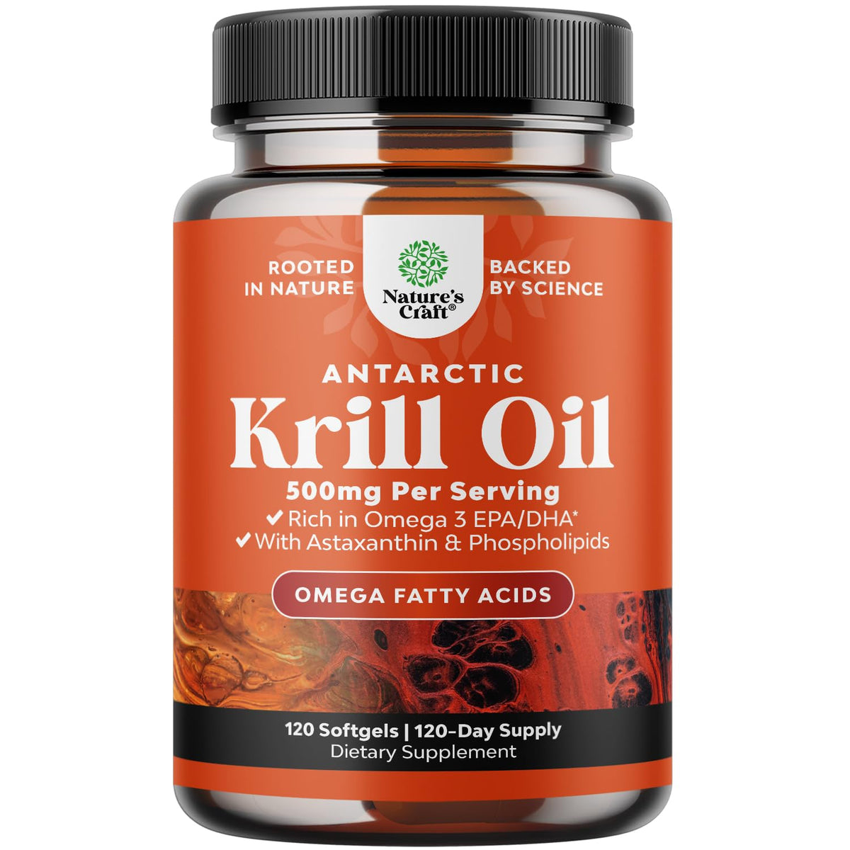 Natures Craft Omega 3 Krill Oil 1000mg supplement bottle front view