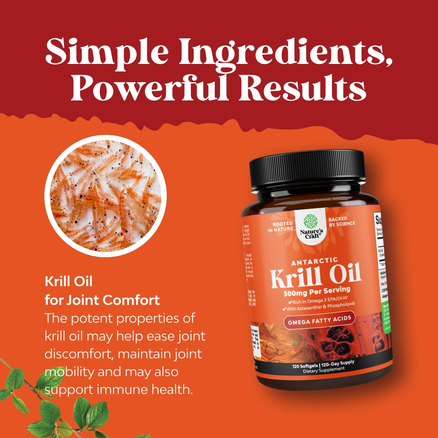 Natures Craft Omega 3 Krill Oil 1000mg supplement packaging details