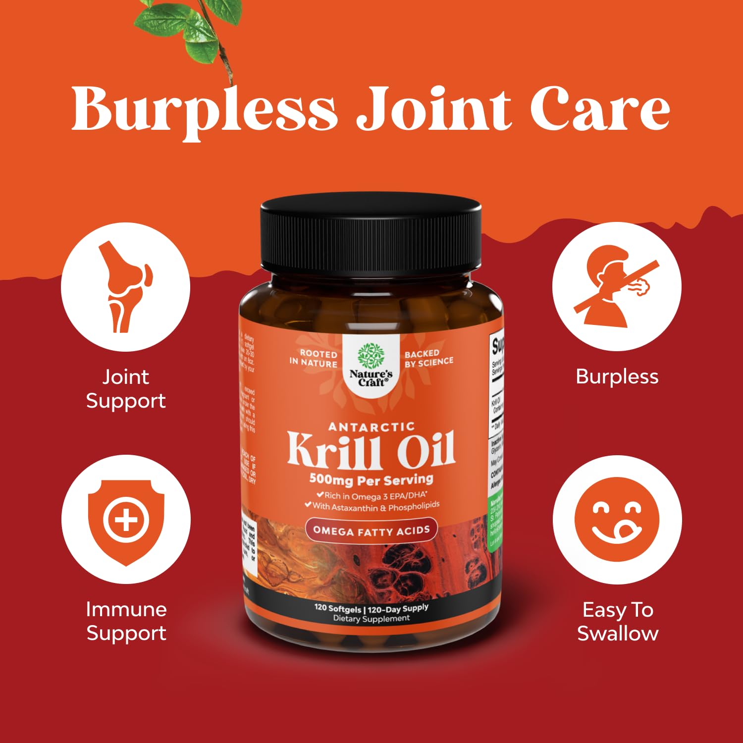Natures Craft Omega 3 Krill Oil 1000mg supplement with measuring spoon