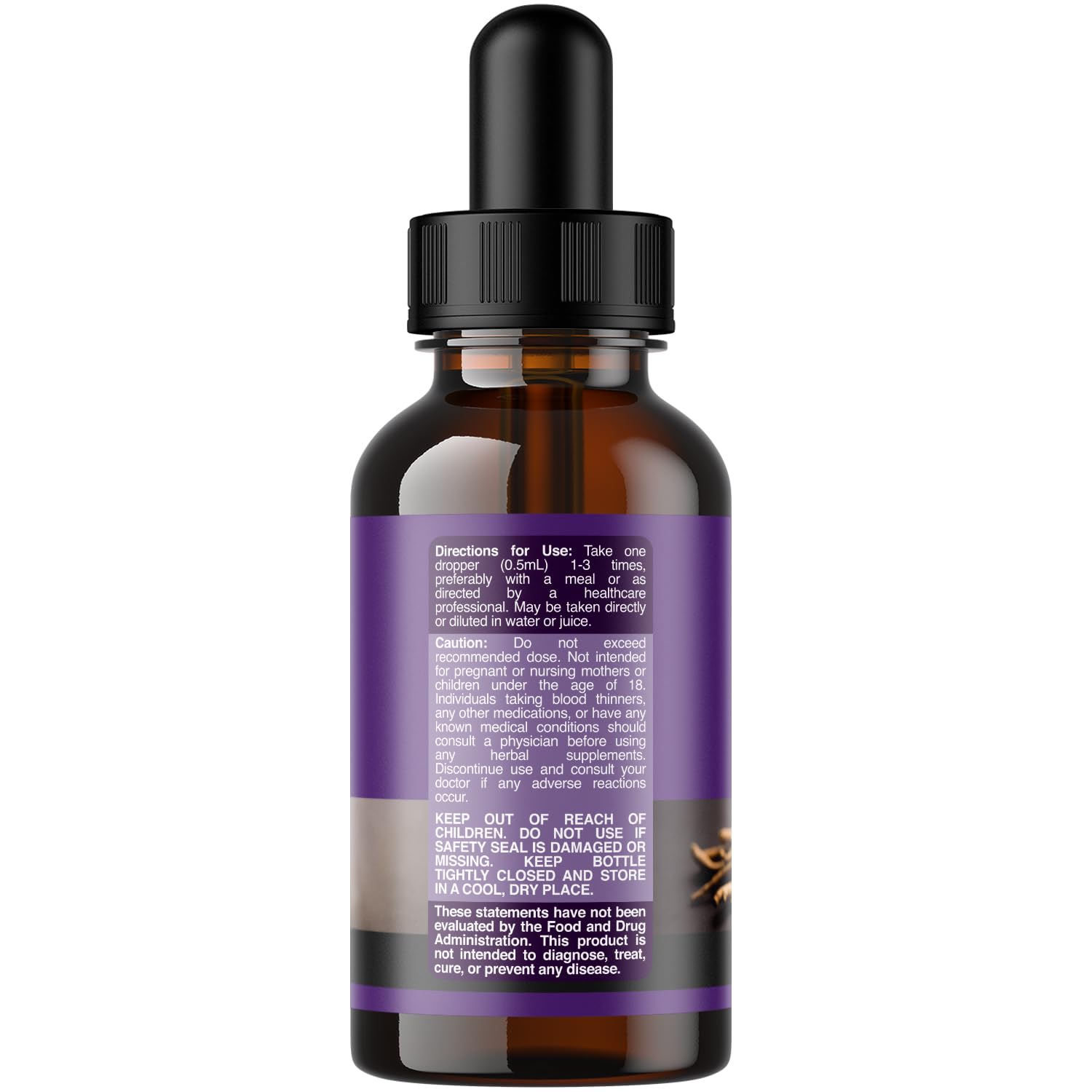 Natures Craft Organic Ashwagandha Drops bottle side view