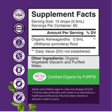 Natures Craft Organic Ashwagandha Drops packaging with ingredients