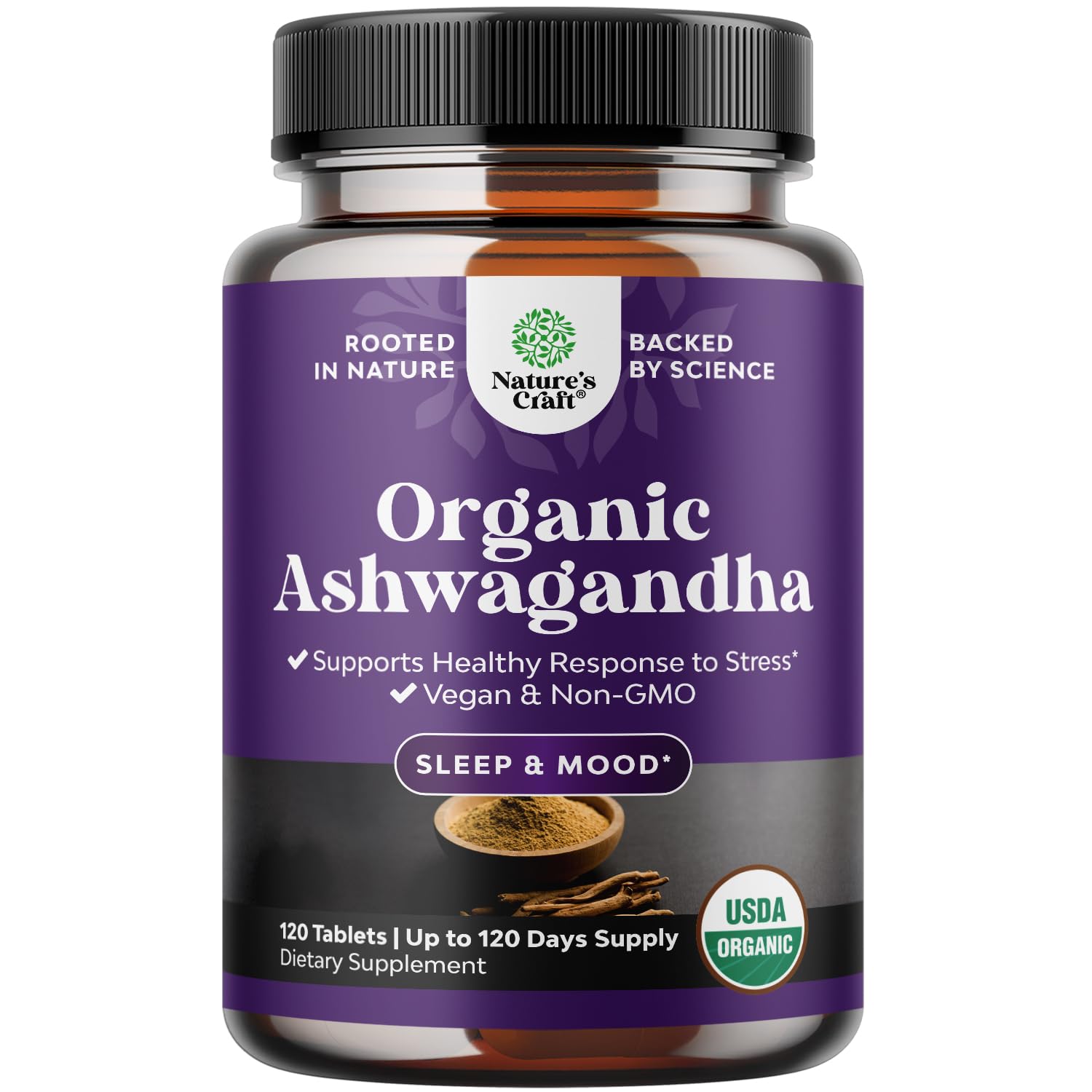Natures Craft Organic Ashwagandha Root Tablets front view