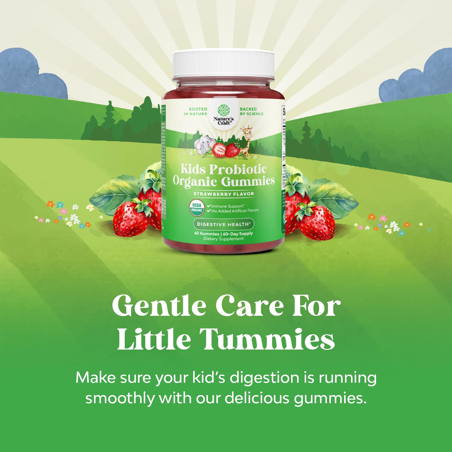 Natures Craft Organic Kids Probiotic Gummies close-up of gummies