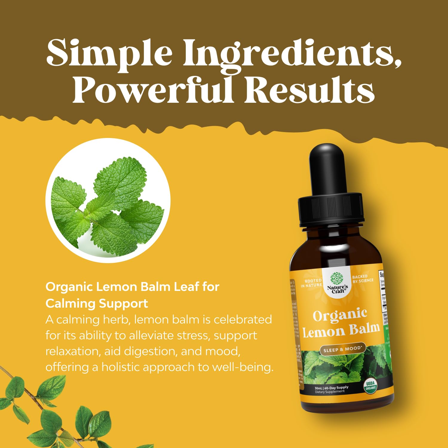 Natures Craft Organic Lemon Balm Tincture 30ml packaging