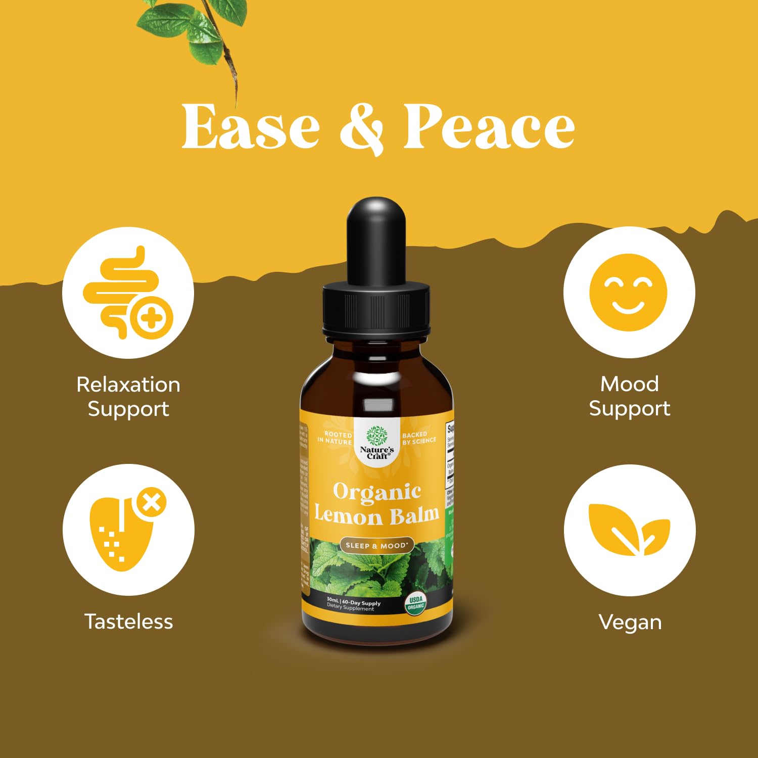 Natures Craft Organic Lemon Balm Tincture 30ml side view