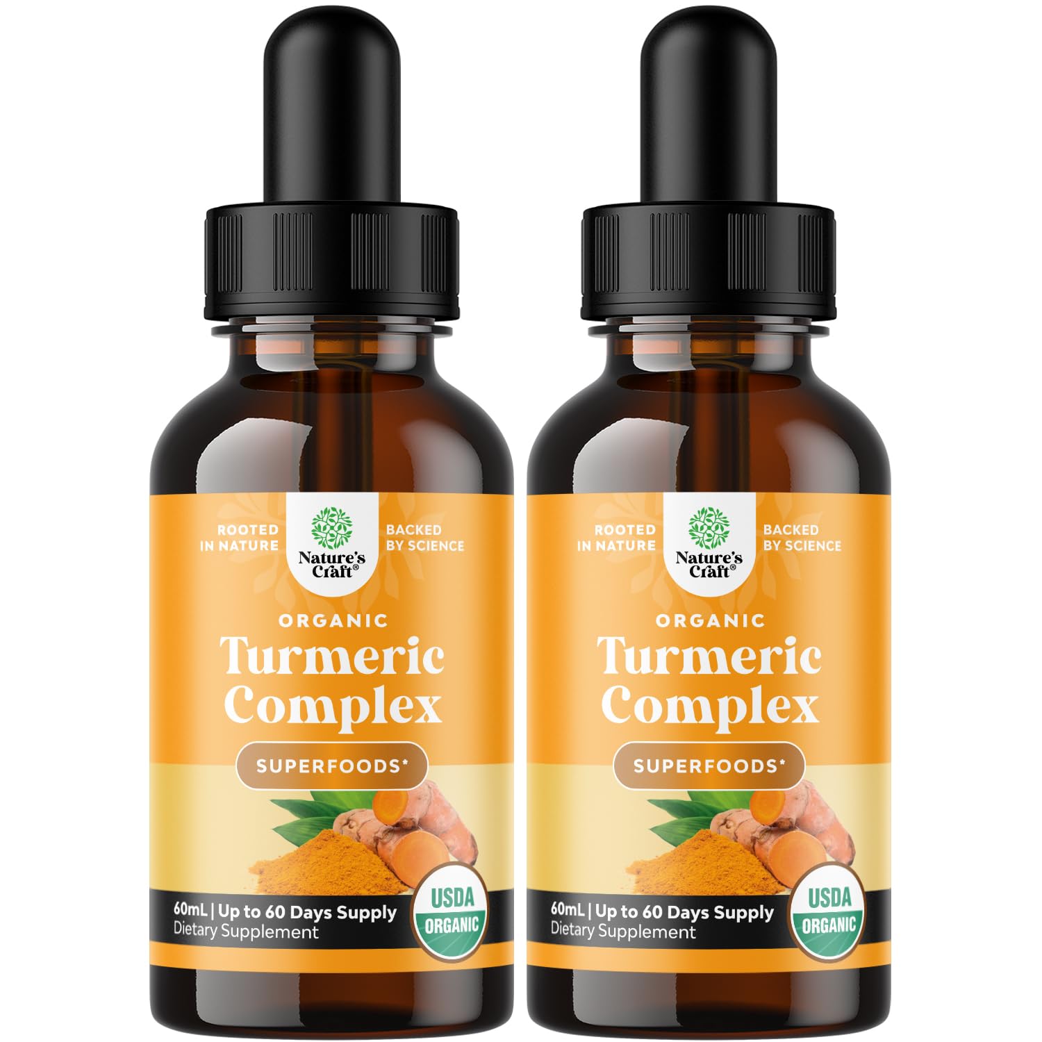 Natures Craft Organic Turmeric Drops front view with black pepper