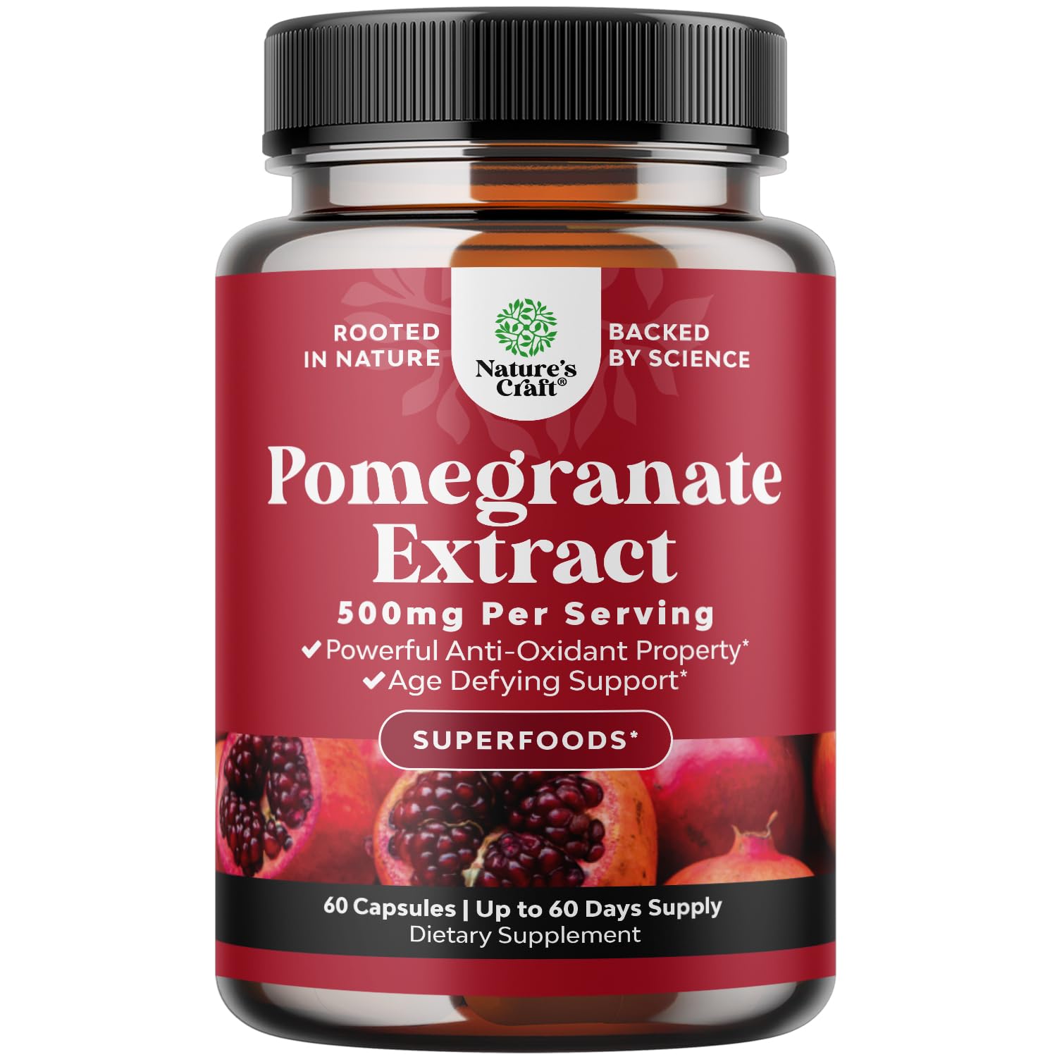 Natures Craft Pomegranate Extract Capsules 500mg front view