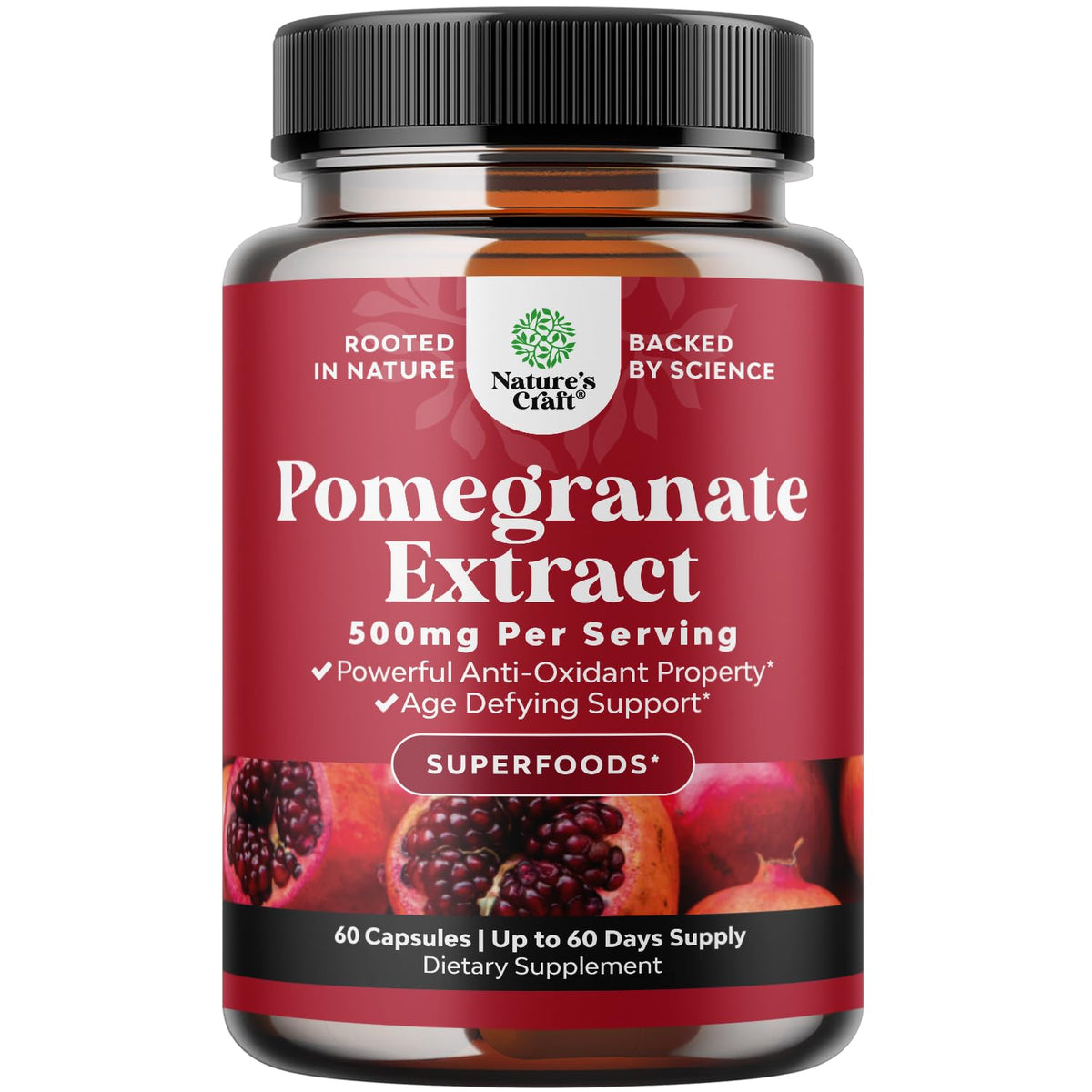 Natures Craft Pomegranate Extract Capsules 500mg front view