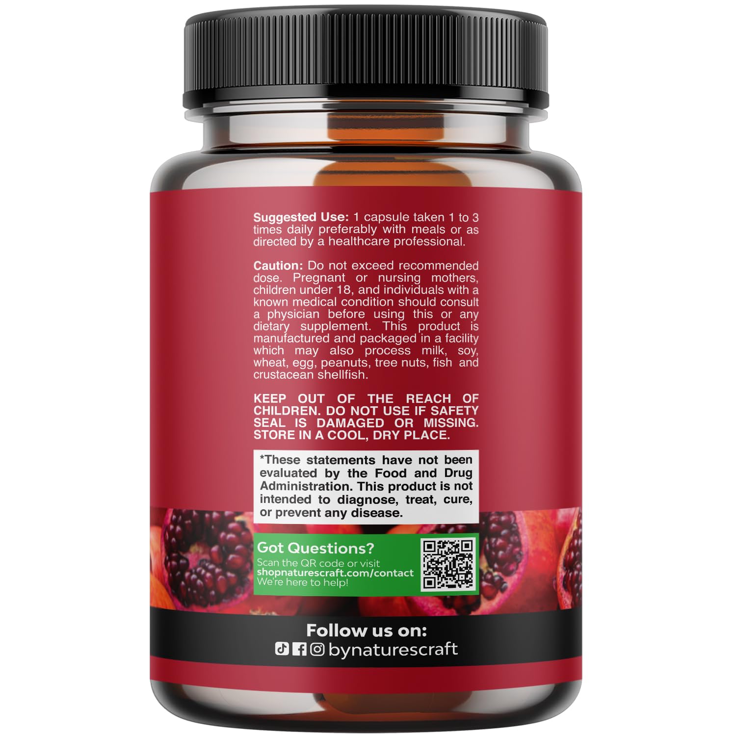 Natures Craft Pomegranate Extract Capsules 500mg side view