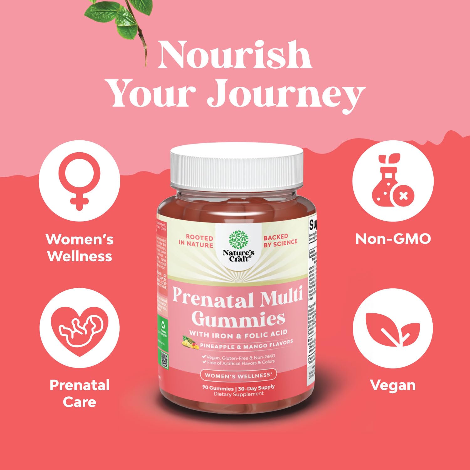 Natures Craft Prenatal Gummies ingredients list on label