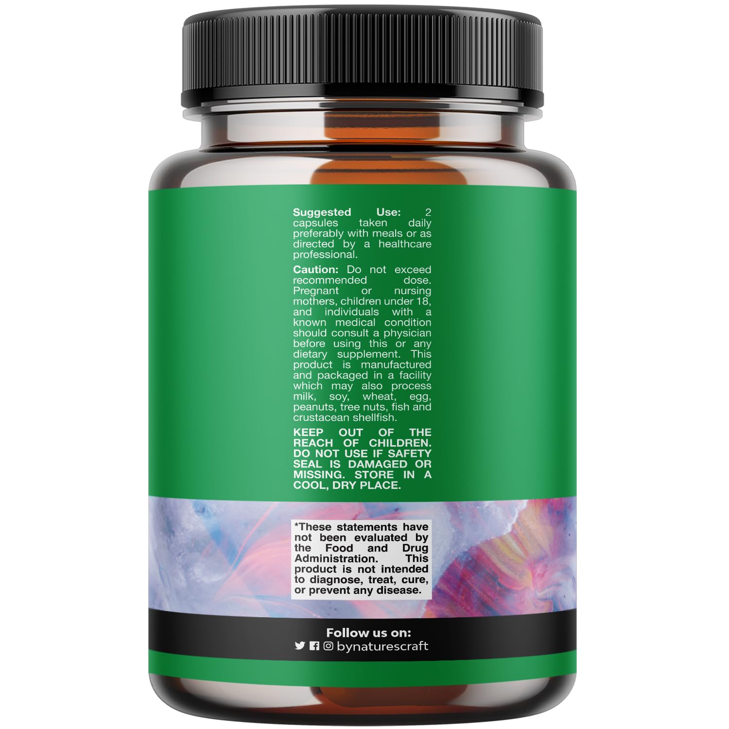 Natures Craft Probiotics and Prebiotics Supplement bottle side view