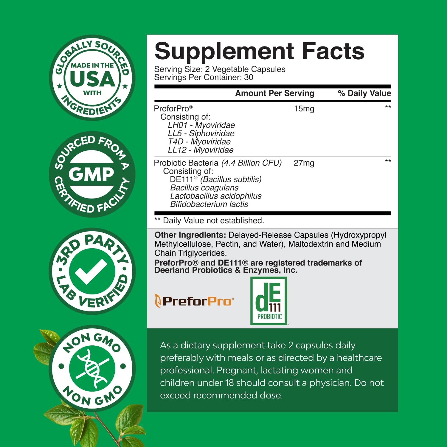 Natures Craft Probiotics and Prebiotics Supplement capsules in hand