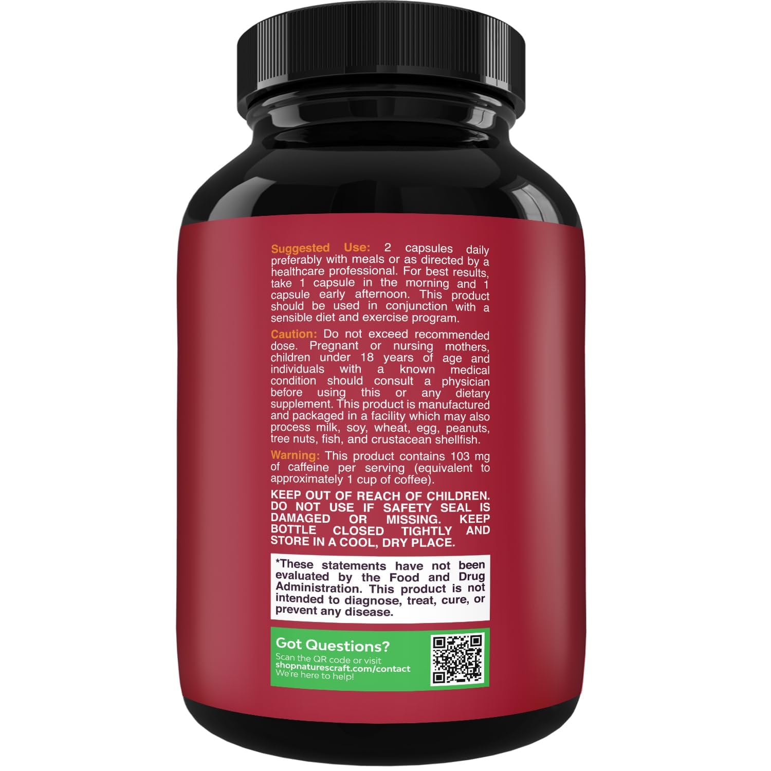 Natures Craft Raspberry Ketones 200mg Keto Supplement side view
