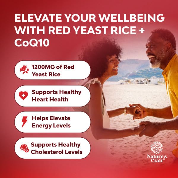 Natures Craft Red Yeast Rice 1200mg capsules bottle with label