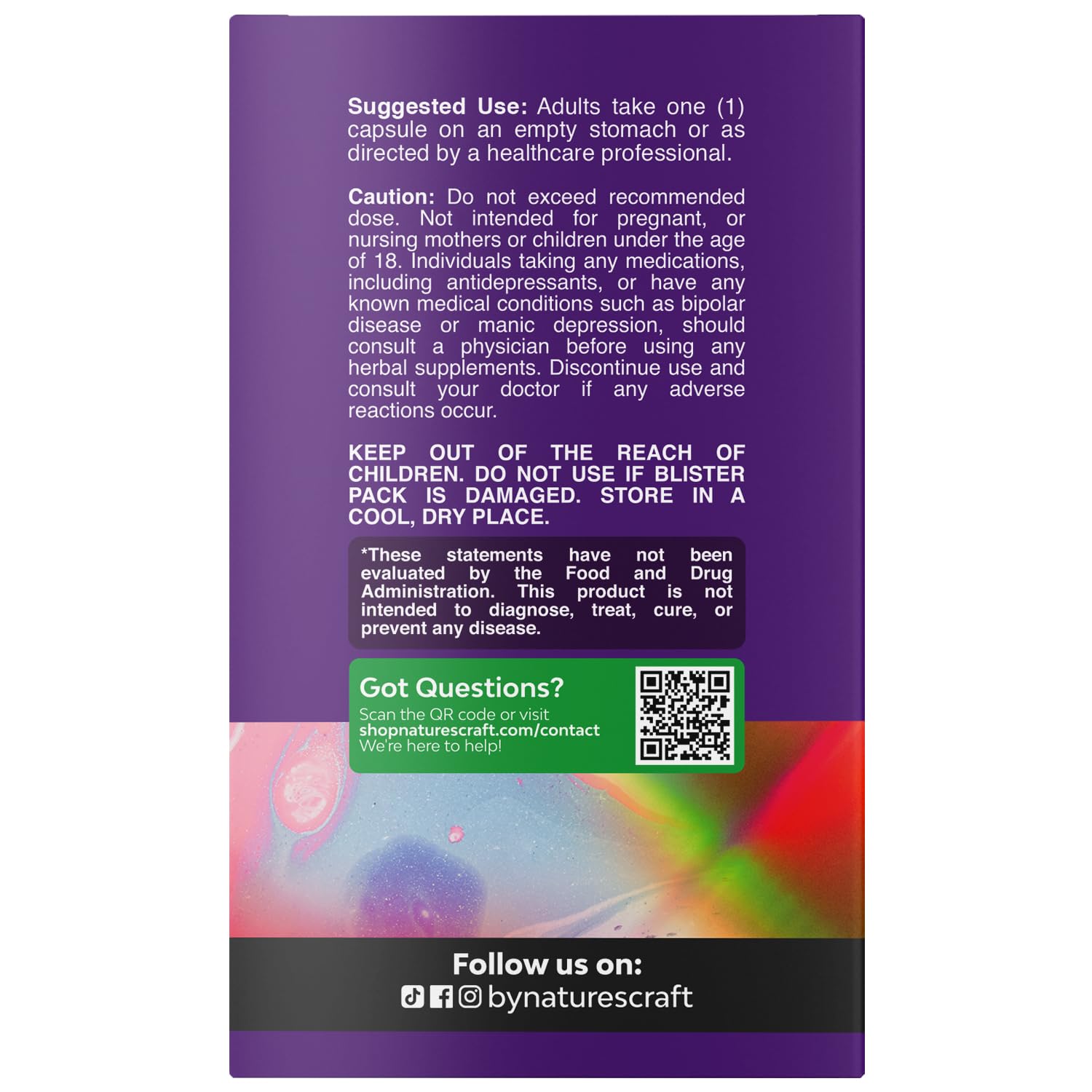 Natures Craft SAM-e 150mg supplement side view showing label details
