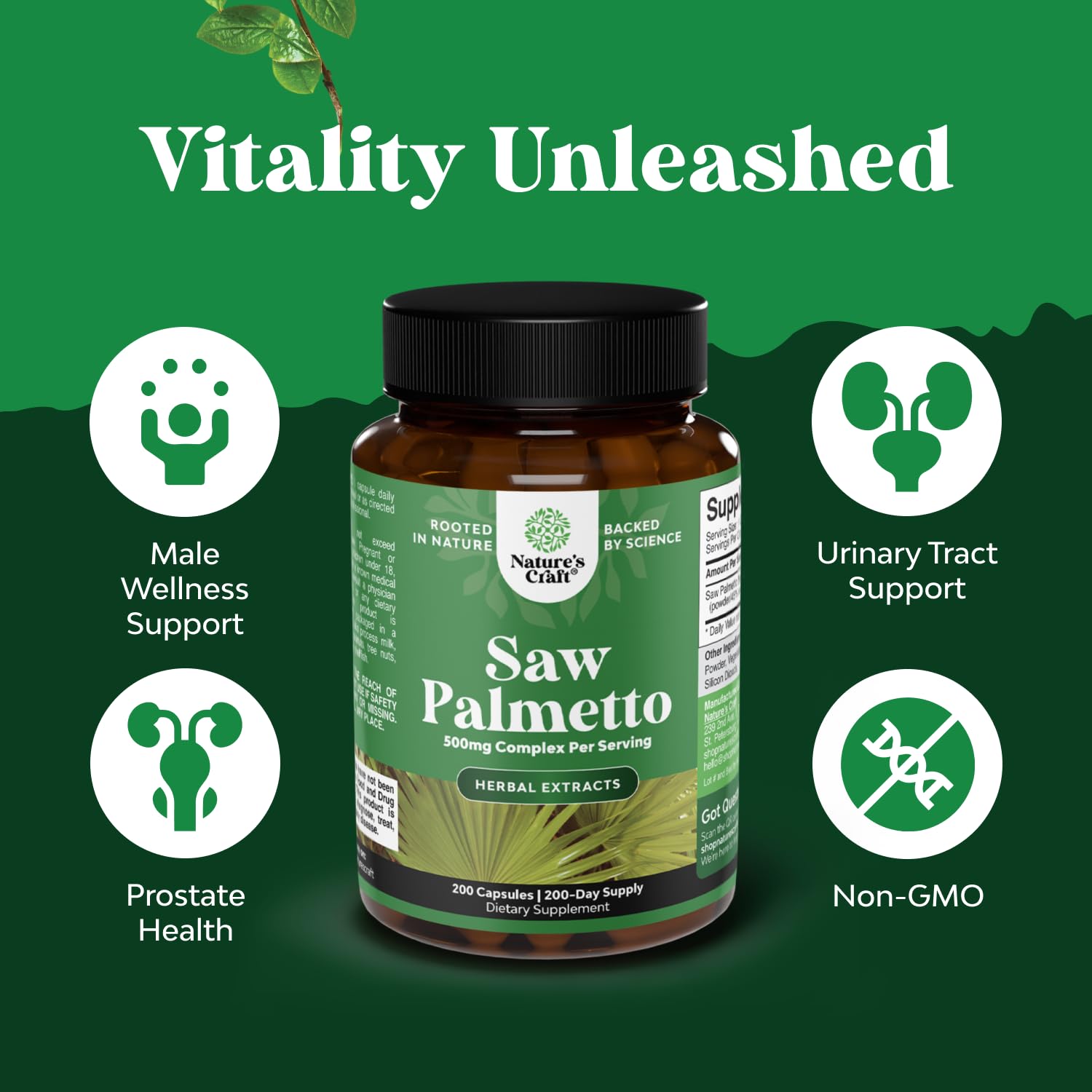 Natures Craft Saw Palmetto Capsules with natural ingredients