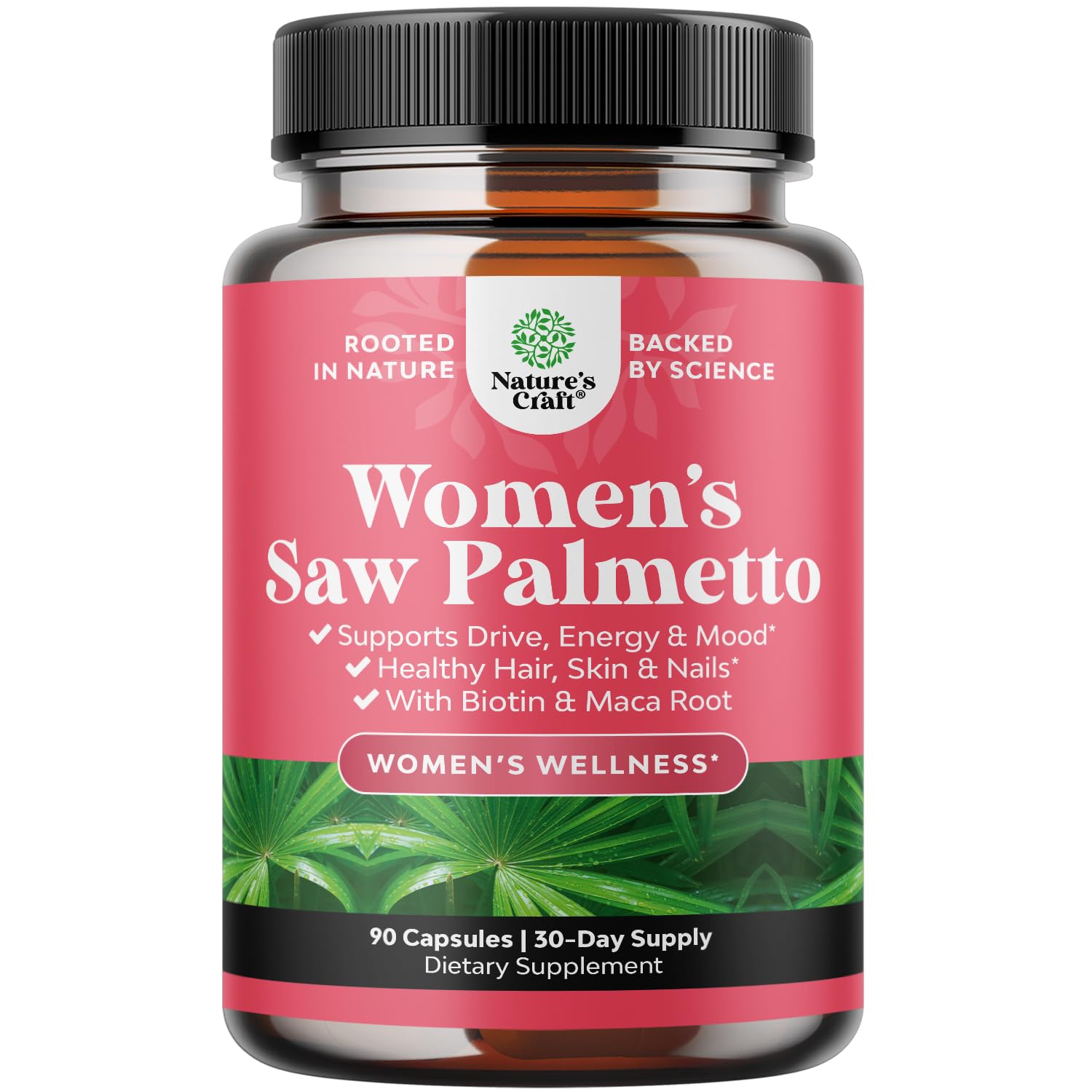 Natures Craft Saw Palmetto Herbal Supplement 85g front view