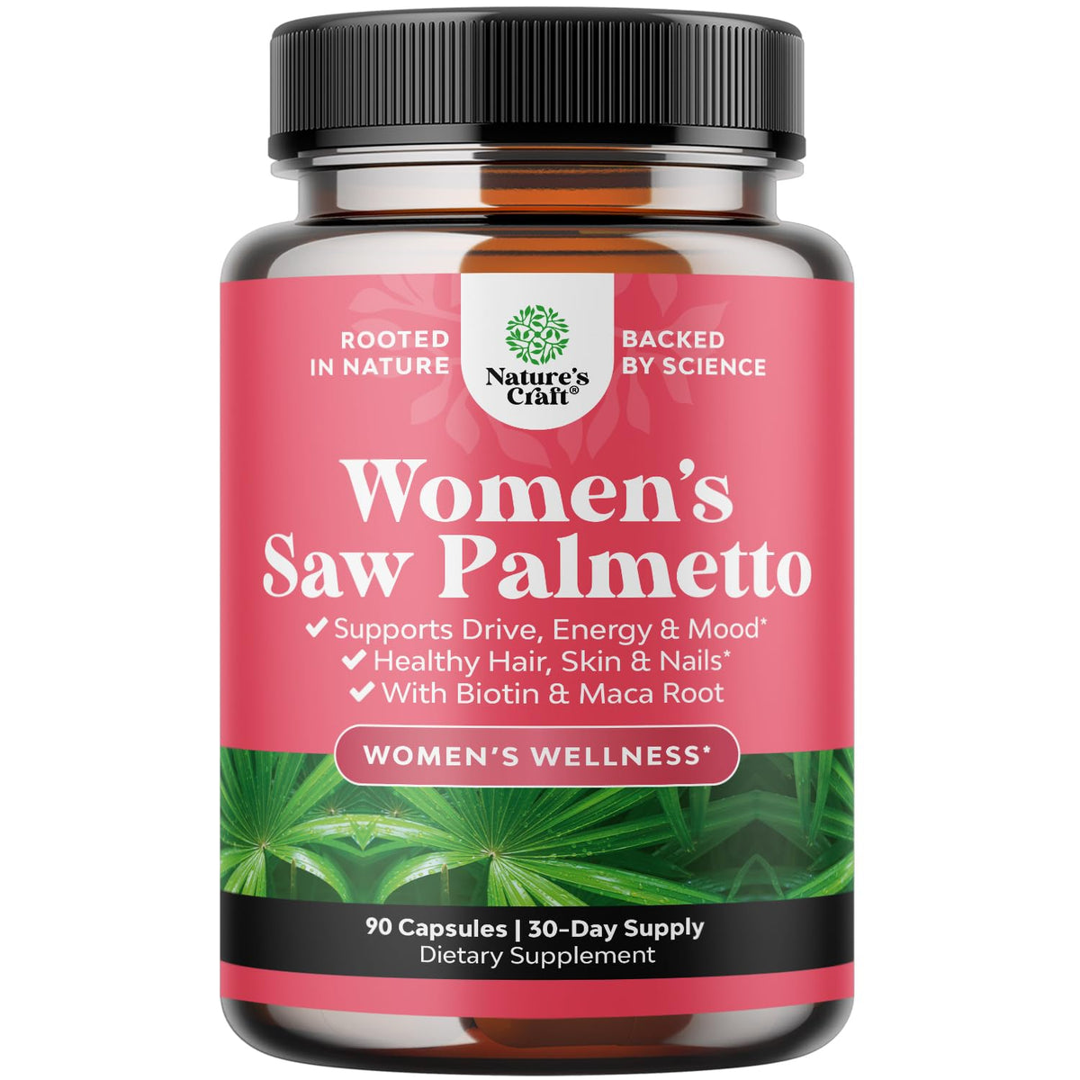 Natures Craft Saw Palmetto Herbal Supplement 85g front view