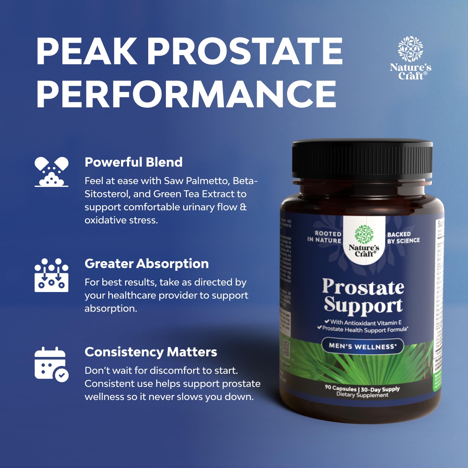 Natures Craft Saw Palmetto Prostate Support Capsules side view