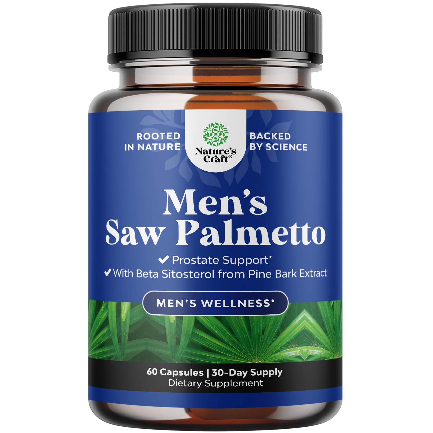 Natures Craft Saw Palmetto Supplement front view, 68g bottle