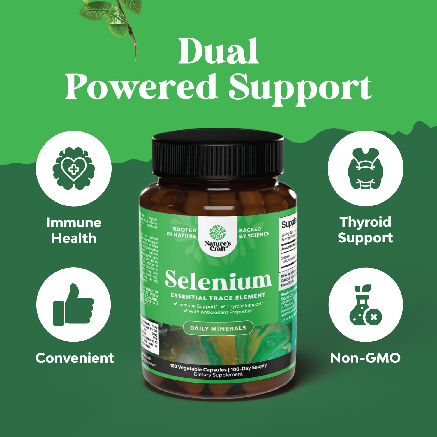 Natures Craft Selenium 200 mcg supplement with measuring spoon